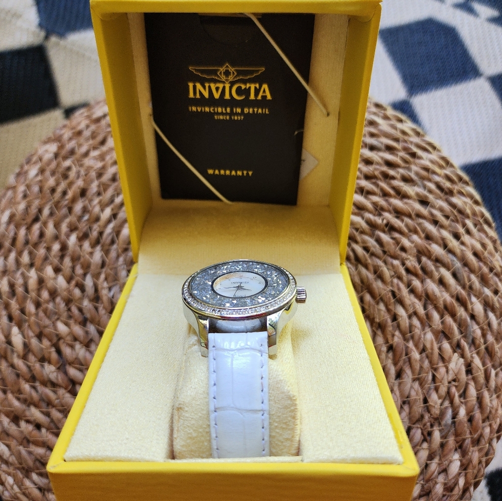 Invicta Angel White Leather Band Watch - Picture 4 of 12